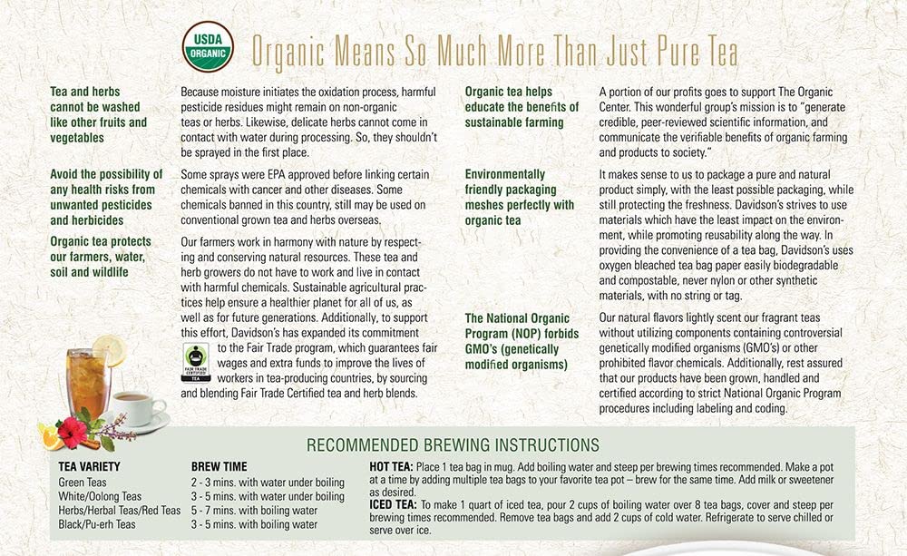 Davidson's Guayusa Energy OTCO organic certification indicates trusted sourcing
