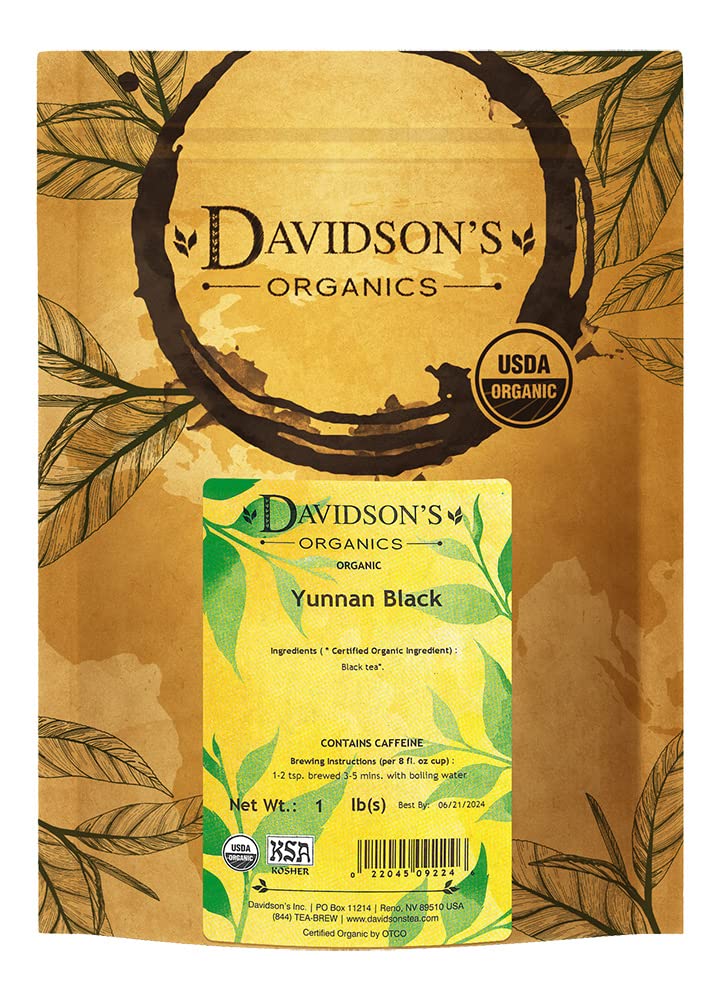 Davidson's Organics Yunnan Black leaves close-up for a rich peppery brew