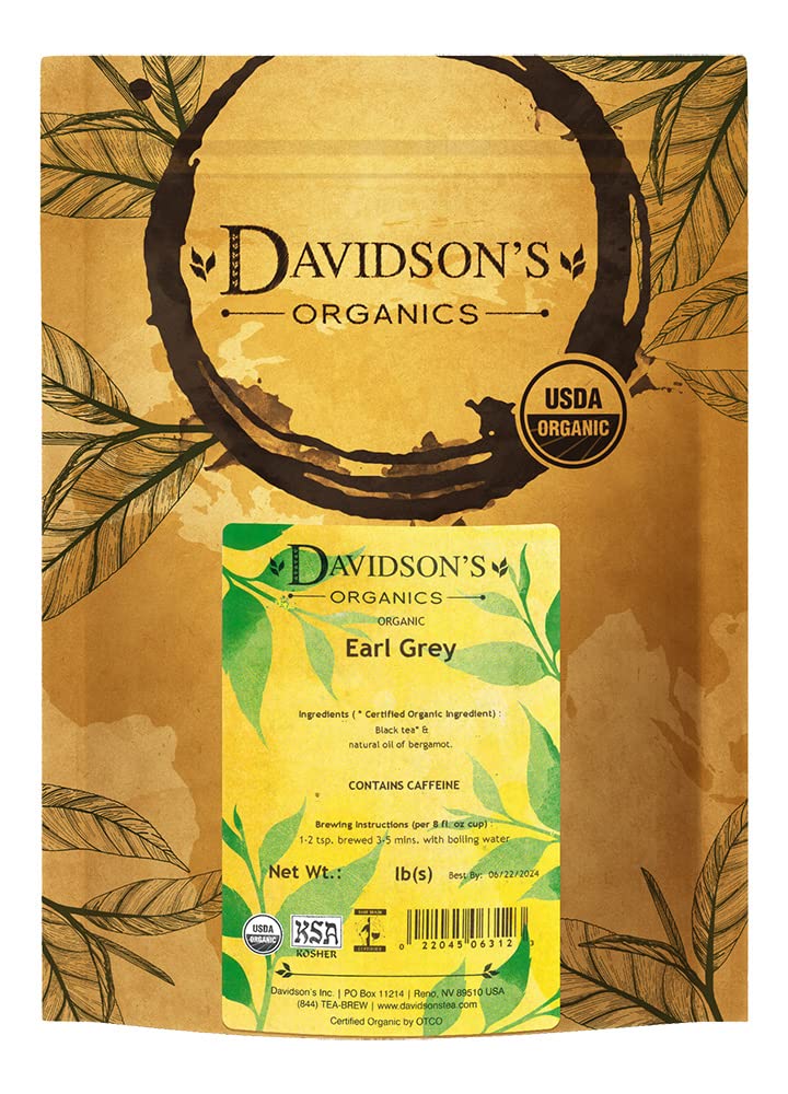 Davidson's Earl Grey bulk tea bag ready for a bold, aromatic brew.