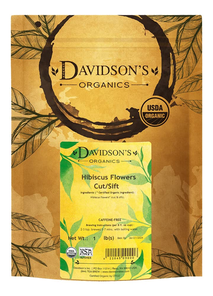 Davidson's Hibiscus Flowers C/S loose leaf; vibrant red petals for a rosy, tart infusion.