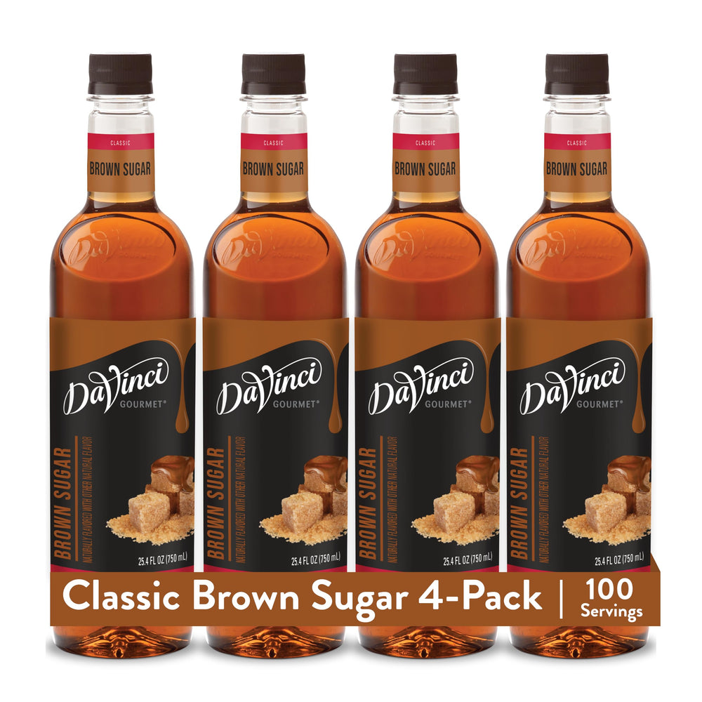 DaVinci Gourmet Brown Sugar Syrup bottle pour adds warm caramel notes to beverages.