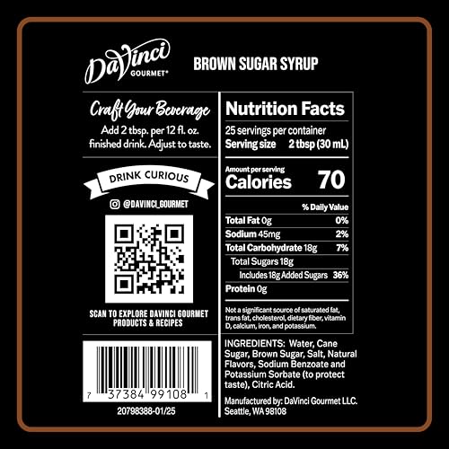 DaVinci Gourmet Brown Sugar Syrup latte art shows rich, balanced flavor for morning coffee.