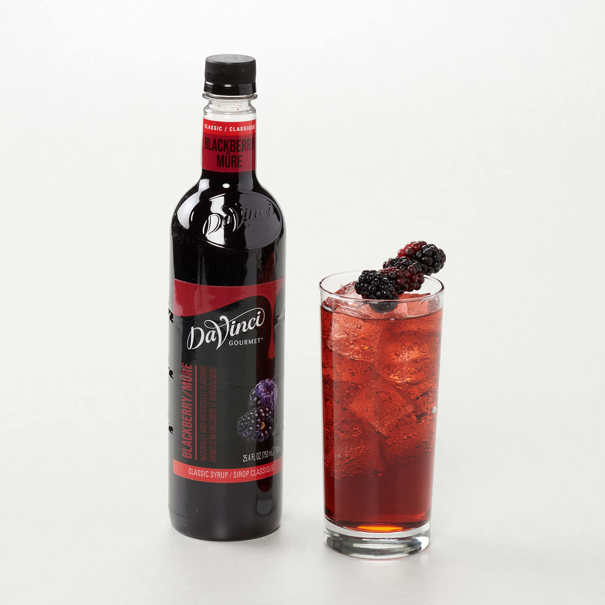 DaVinci Gourmet Classic Blackberry syrup blended into coffee for balanced sweetness