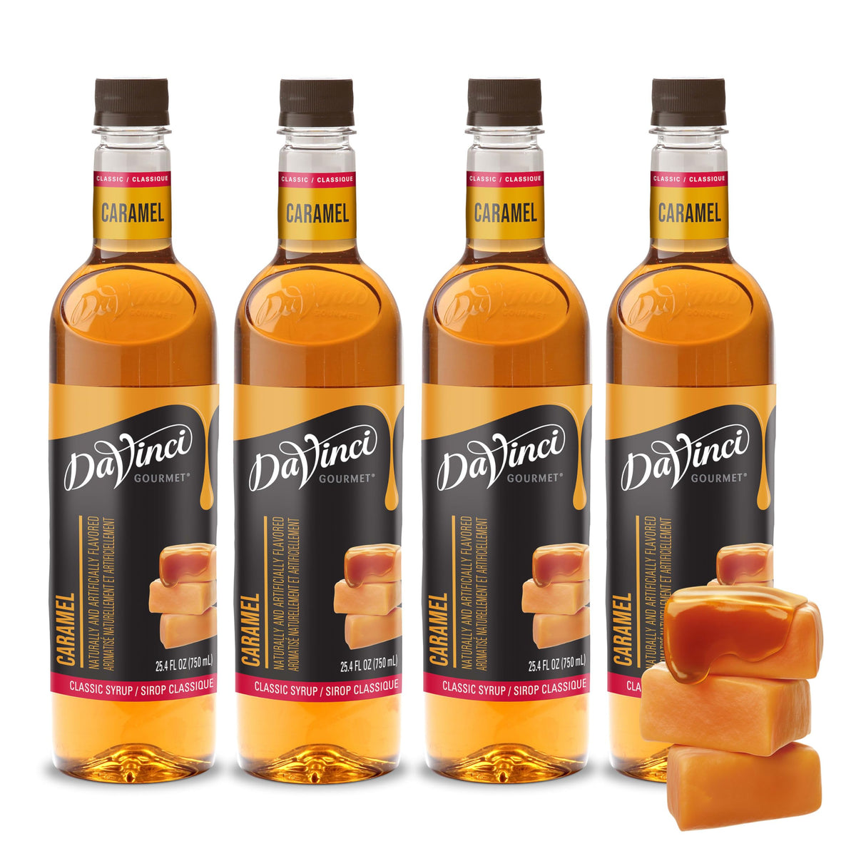 DaVinci Gourmet Classic Caramel Syrup bottle on display for premium flavor.
