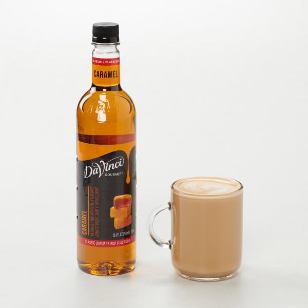 Cocktail featuring DaVinci Gourmet caramel syrup for a warm finish.