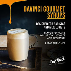 Pouring DaVinci Gourmet caramel syrup into coffee for smooth sweetness.