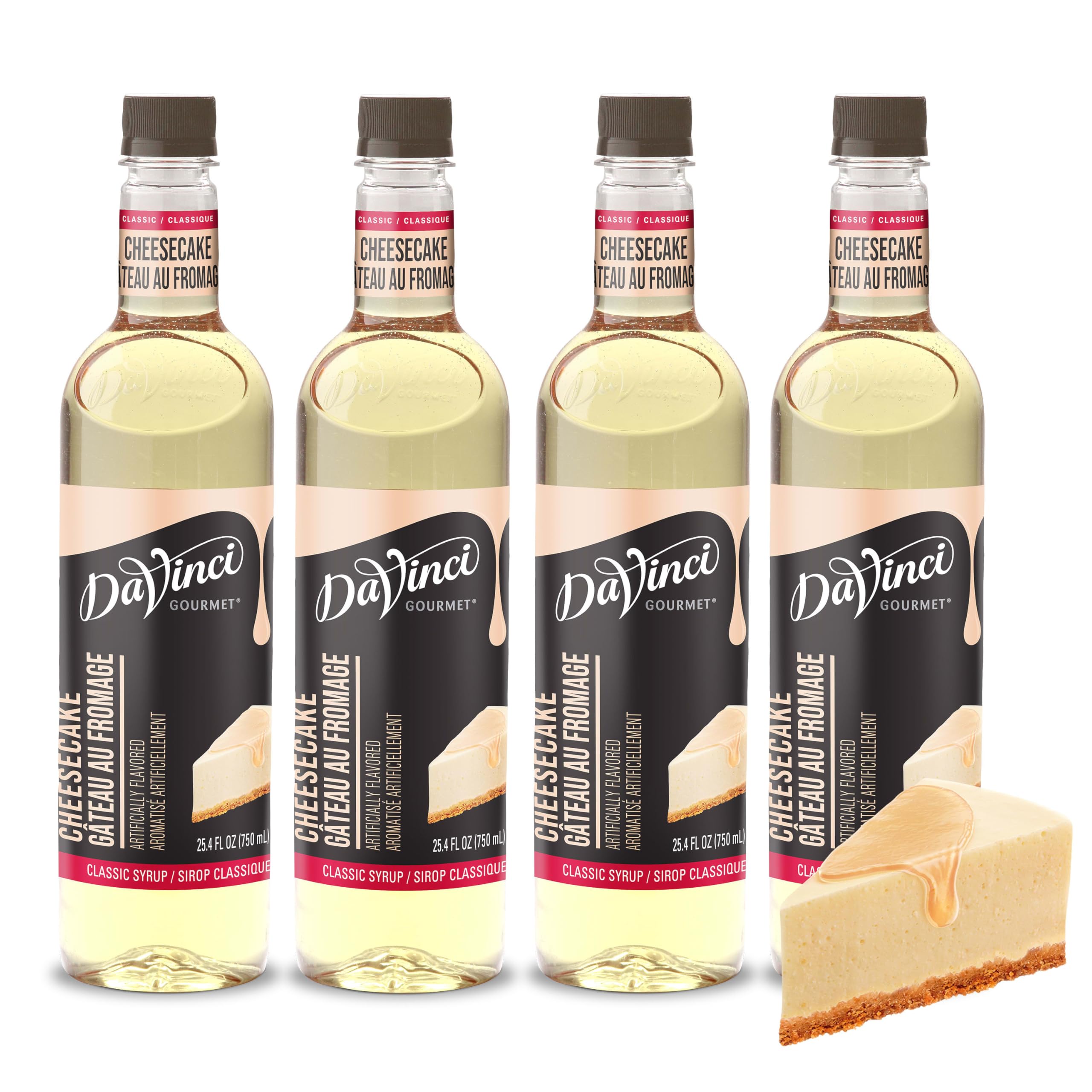 DaVinci Gourmet Classic Cheesecake Syrup bottle showcases creamy cheesecake flavor for drinks.
