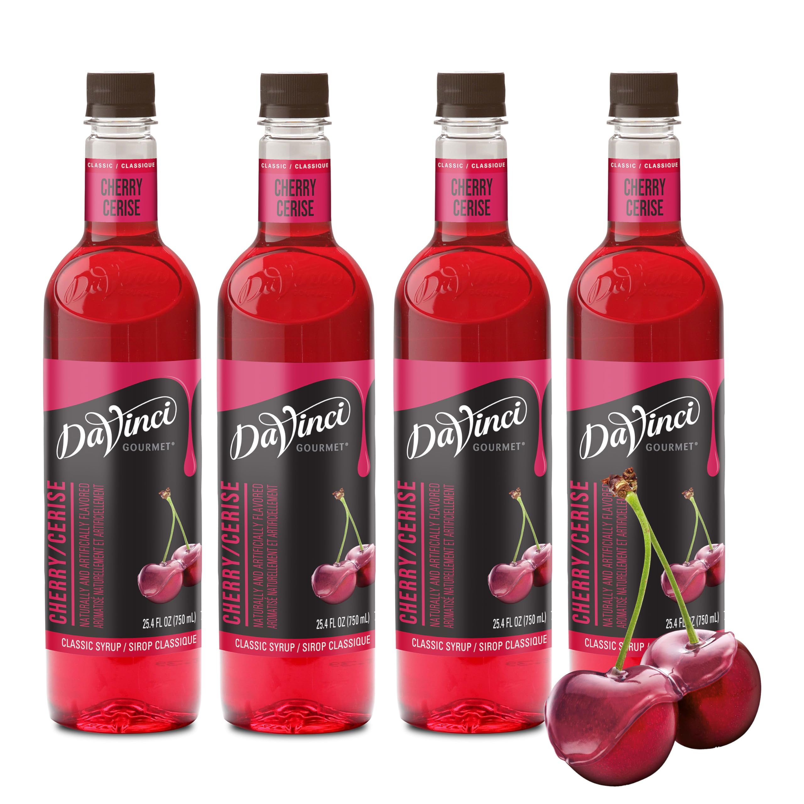 DaVinci Gourmet Classic Cherry Syrup bottle for versatile beverage flavoring.