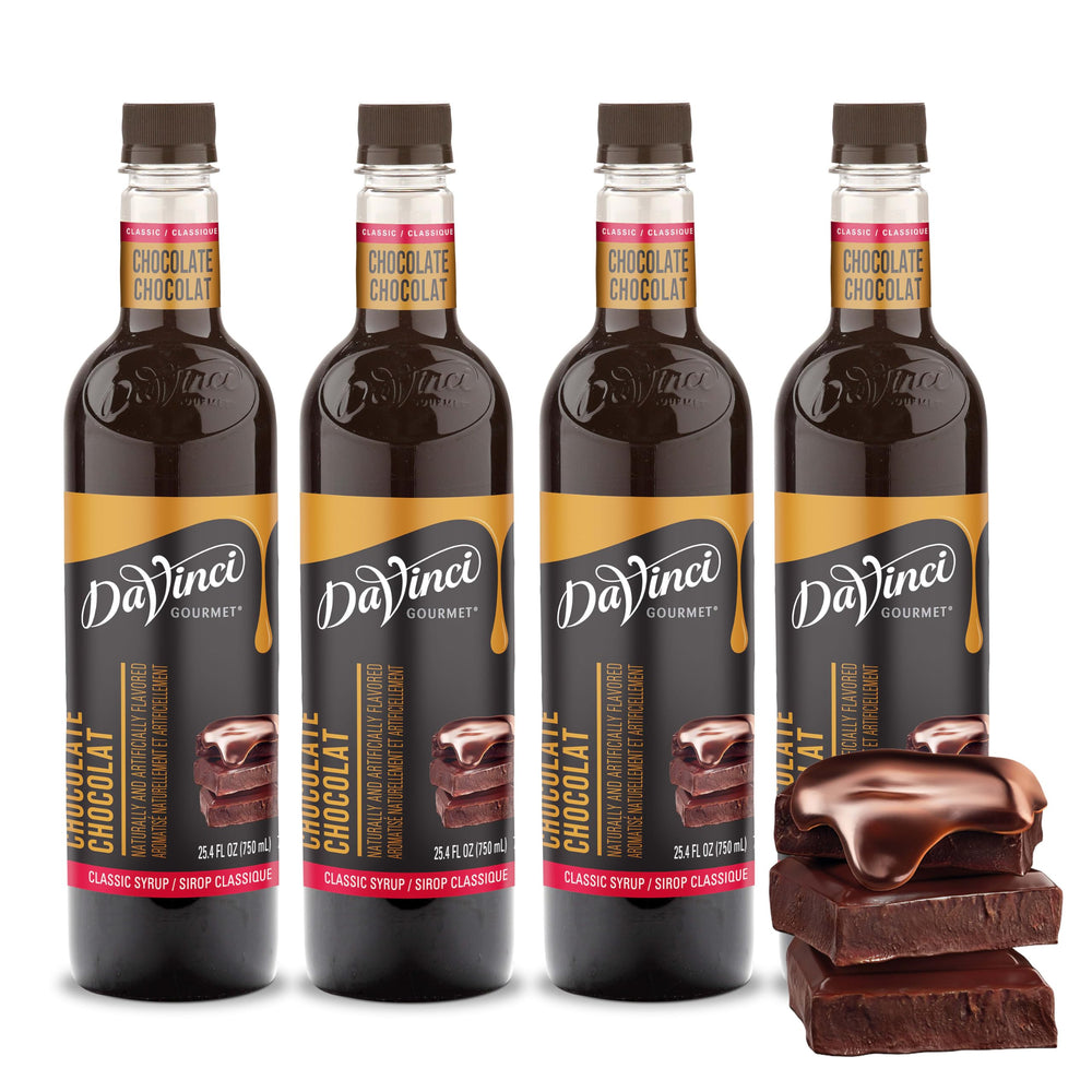 DaVinci Gourmet Classic Chocolate Syrup bottle showcases premium flavor for beverages and desserts.