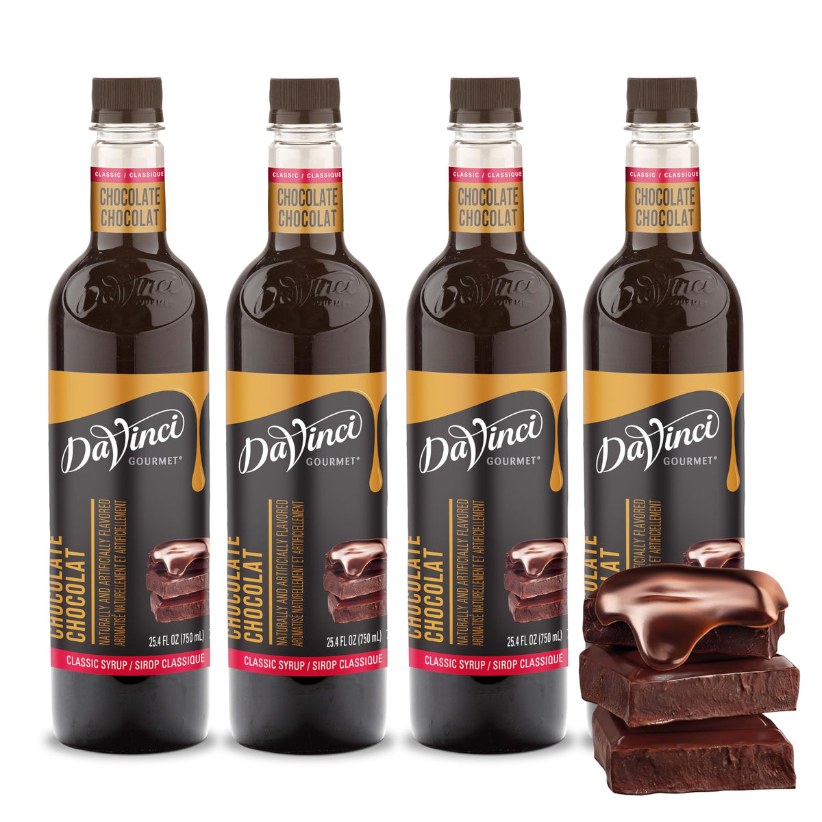 DaVinci Gourmet Classic Chocolate Syrup bottle showcases premium flavor for beverages and desserts.