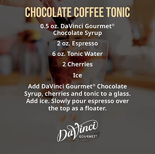 DaVinci Gourmet Classic Chocolate Syrup pour creates smooth texture for hot or cold drinks.