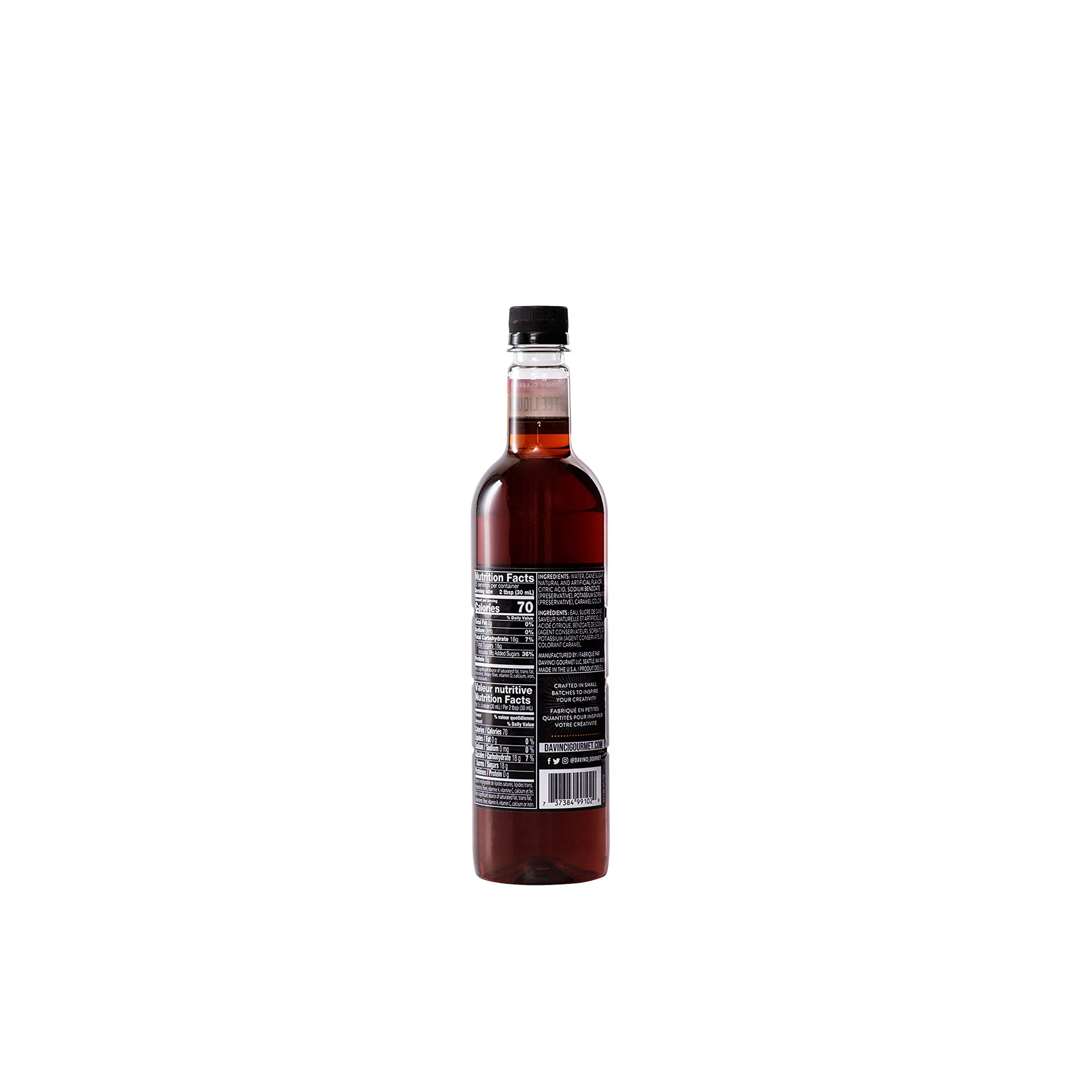 Pouring DaVinci Gourmet Classic Coffee Liqueur Syrup to mix cocktails and mocktails