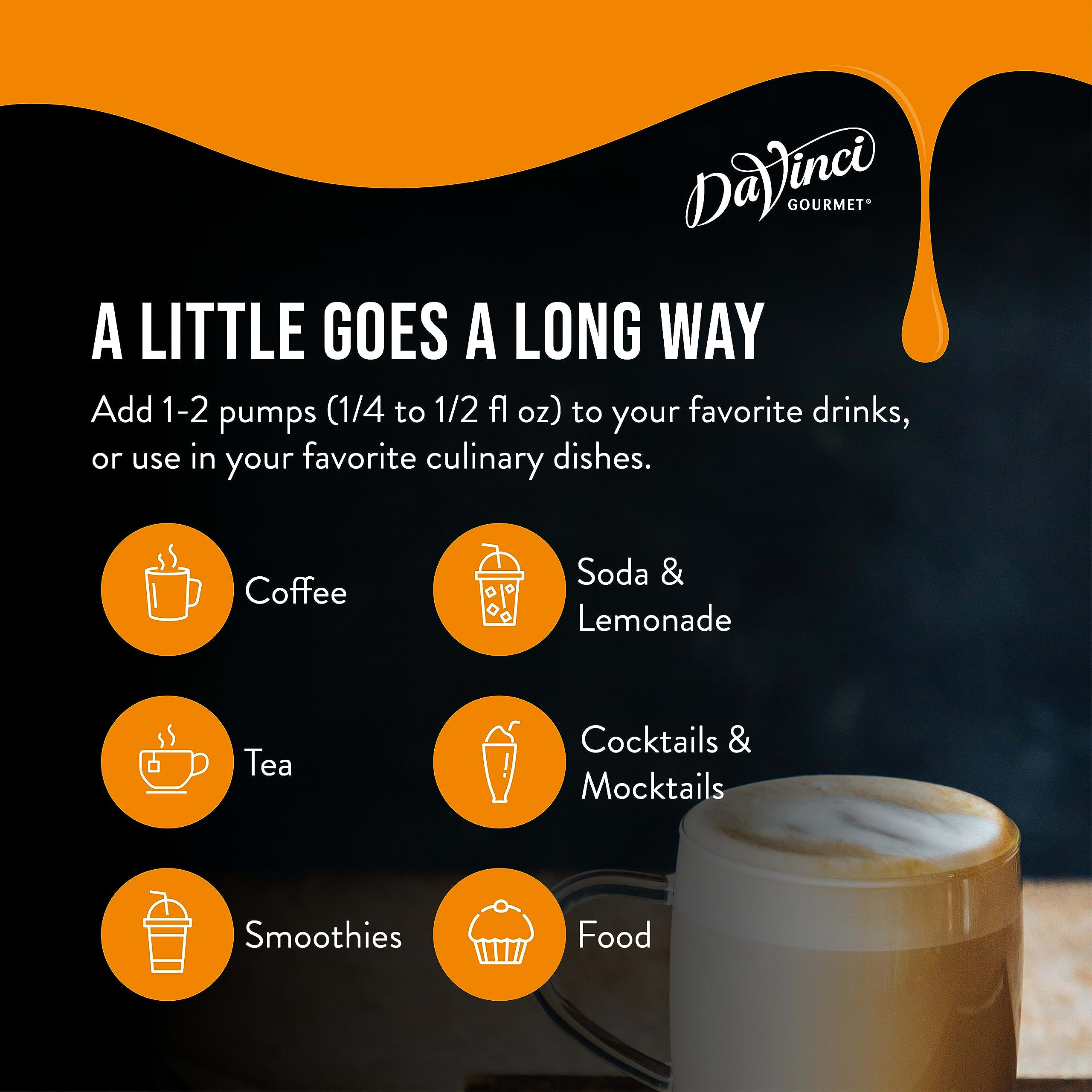 DaVinci Gourmet syrups display with English Toffee on shelf
