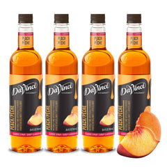 DaVinci Gourmet Classic Peach Syrup bottle, ideal for cold beverages.