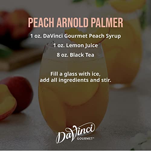DaVinci Gourmet Classic Peach Syrup pour, enhances coffee and smoothies.
