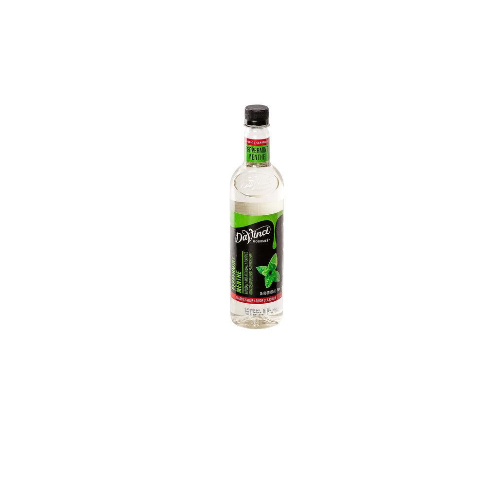 Retail packaging showing four-pack of DaVinci Gourmet Peppermint Syrup