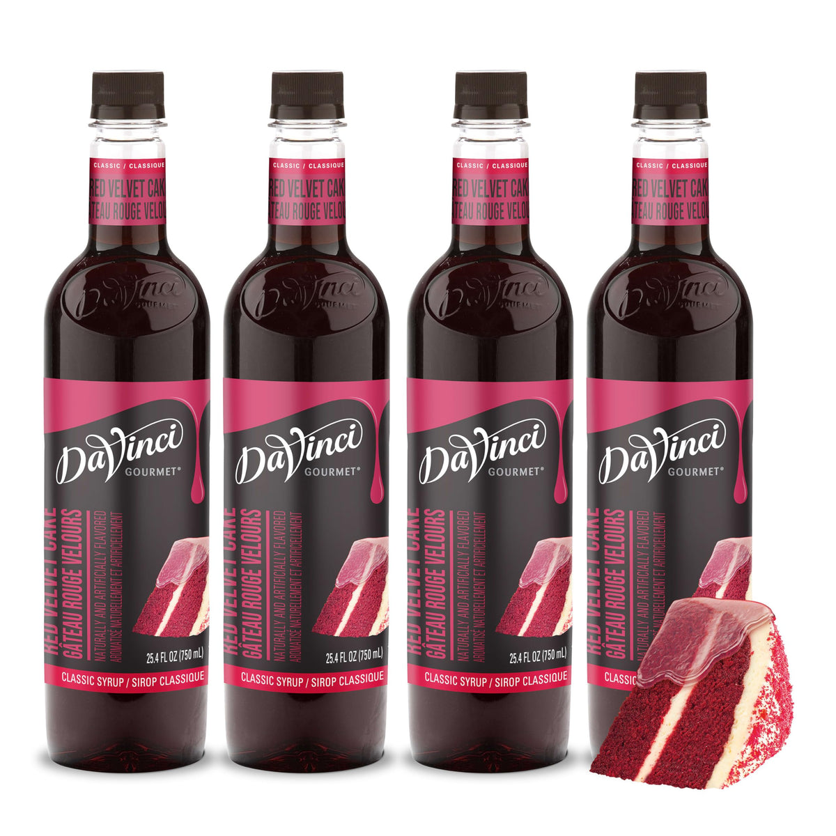 DaVinci Gourmet Red Velvet Cake Syrup bottle for cafe-quality flavor.