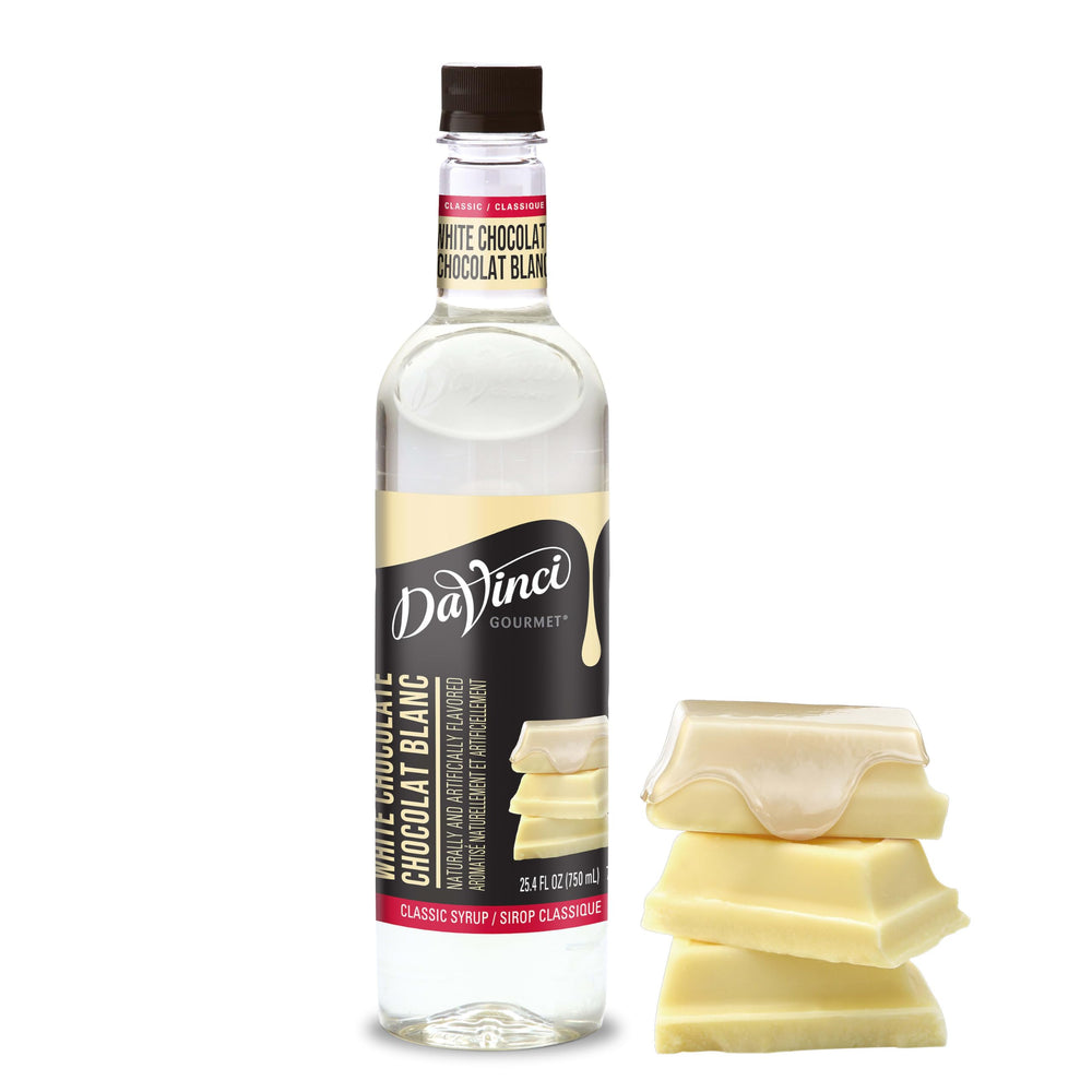 DaVinci Gourmet Classic White Chocolate Syrup bottle front for premium beverages.