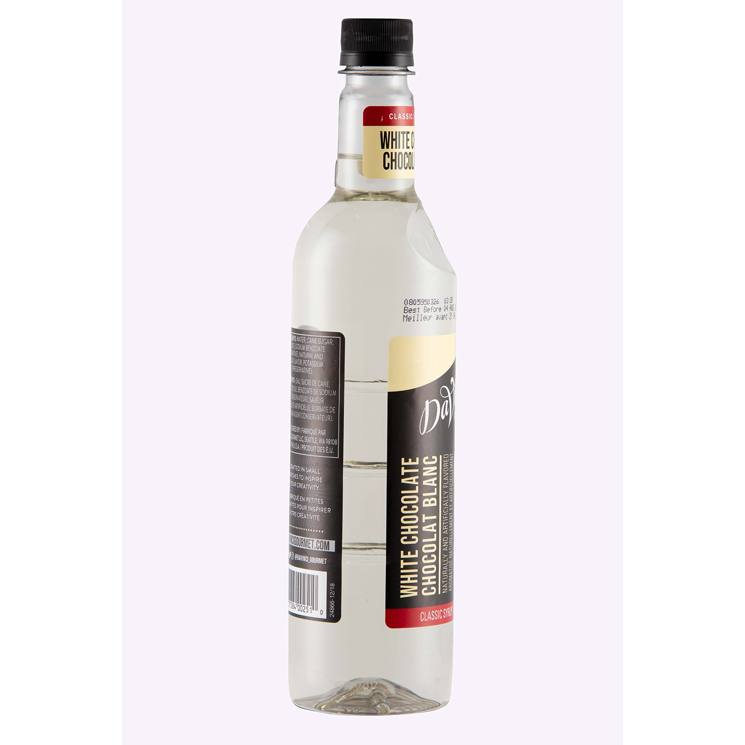 DaVinci Gourmet Classic White Chocolate Syrup Kosher-Pareve certification for diverse kitchens.