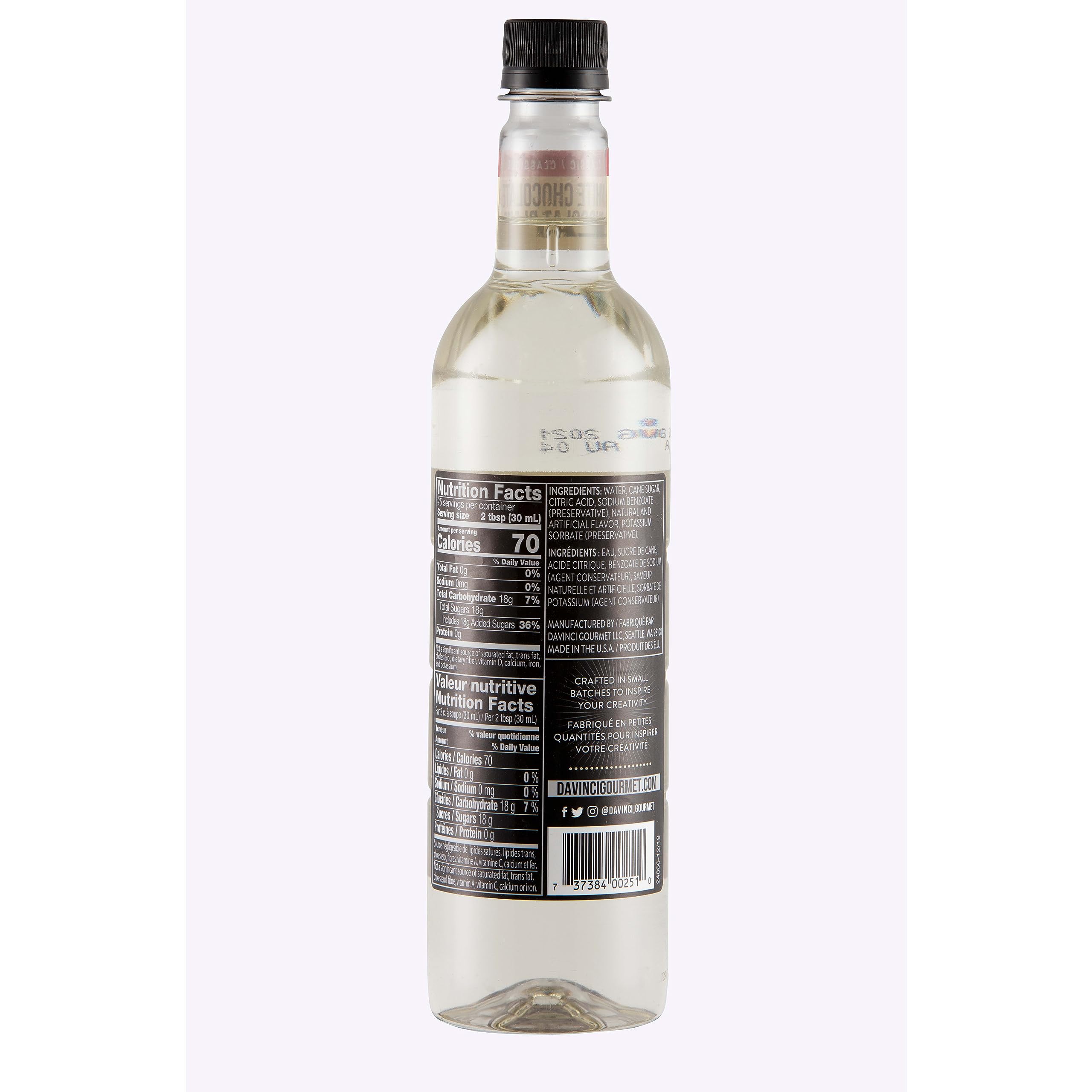 DaVinci Gourmet Classic White Chocolate Syrup pour action ideal for hot and cold drinks.