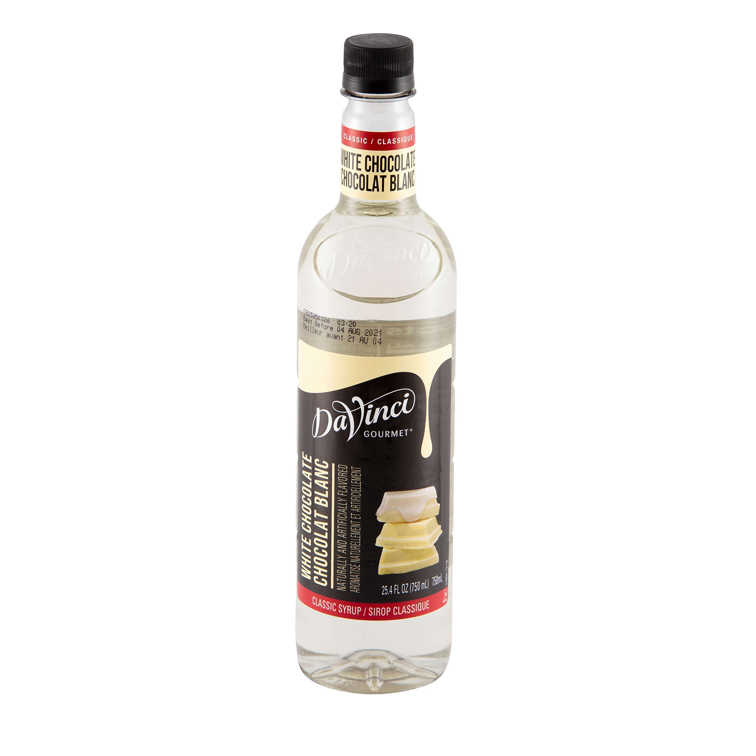 DaVinci Gourmet Classic White Chocolate Syrup vanilla notes closeup for dessert pairing.
