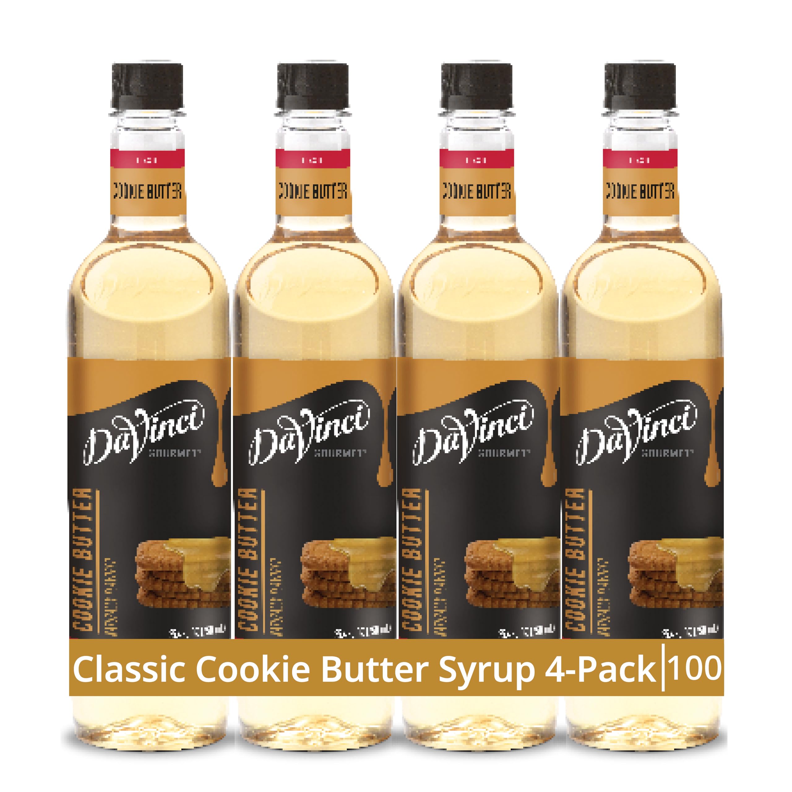 DaVinci Gourmet Cookie Butter Syrup bottle ready to pour into coffee for warm spice
