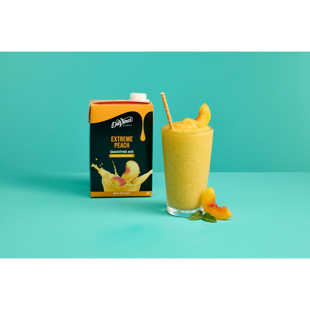 DaVinci Gourmet Extreme Peach Smoothie fresh peaches close-up signifies quality fruit