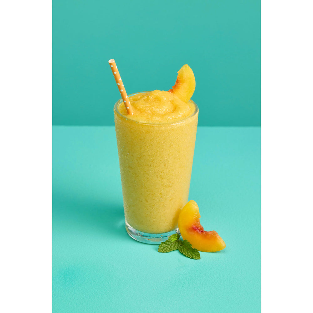 DaVinci Gourmet Extreme Peach Smoothie shelf-stable packaging on a store shelf