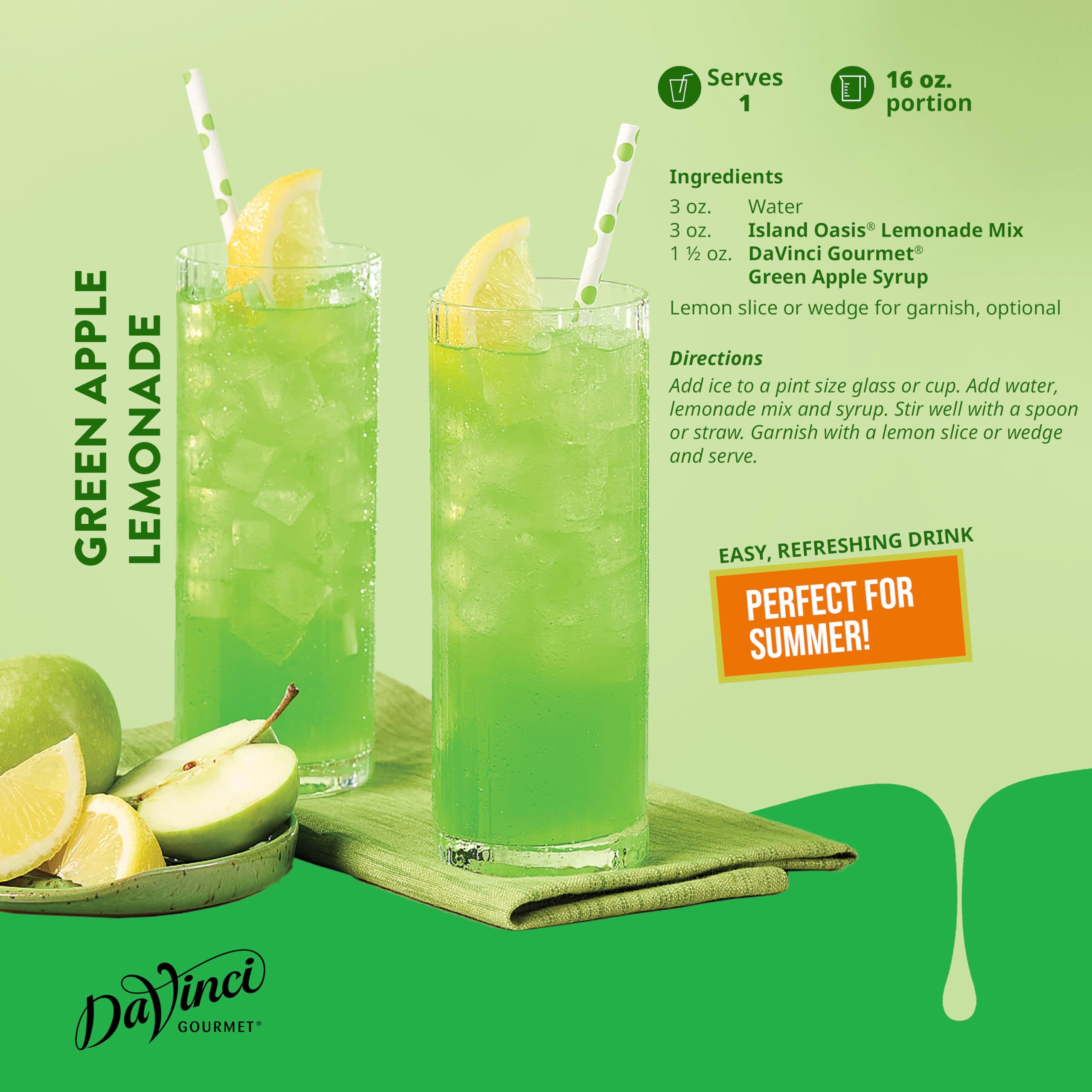 Lemonade served with a splash of green apple brightness.