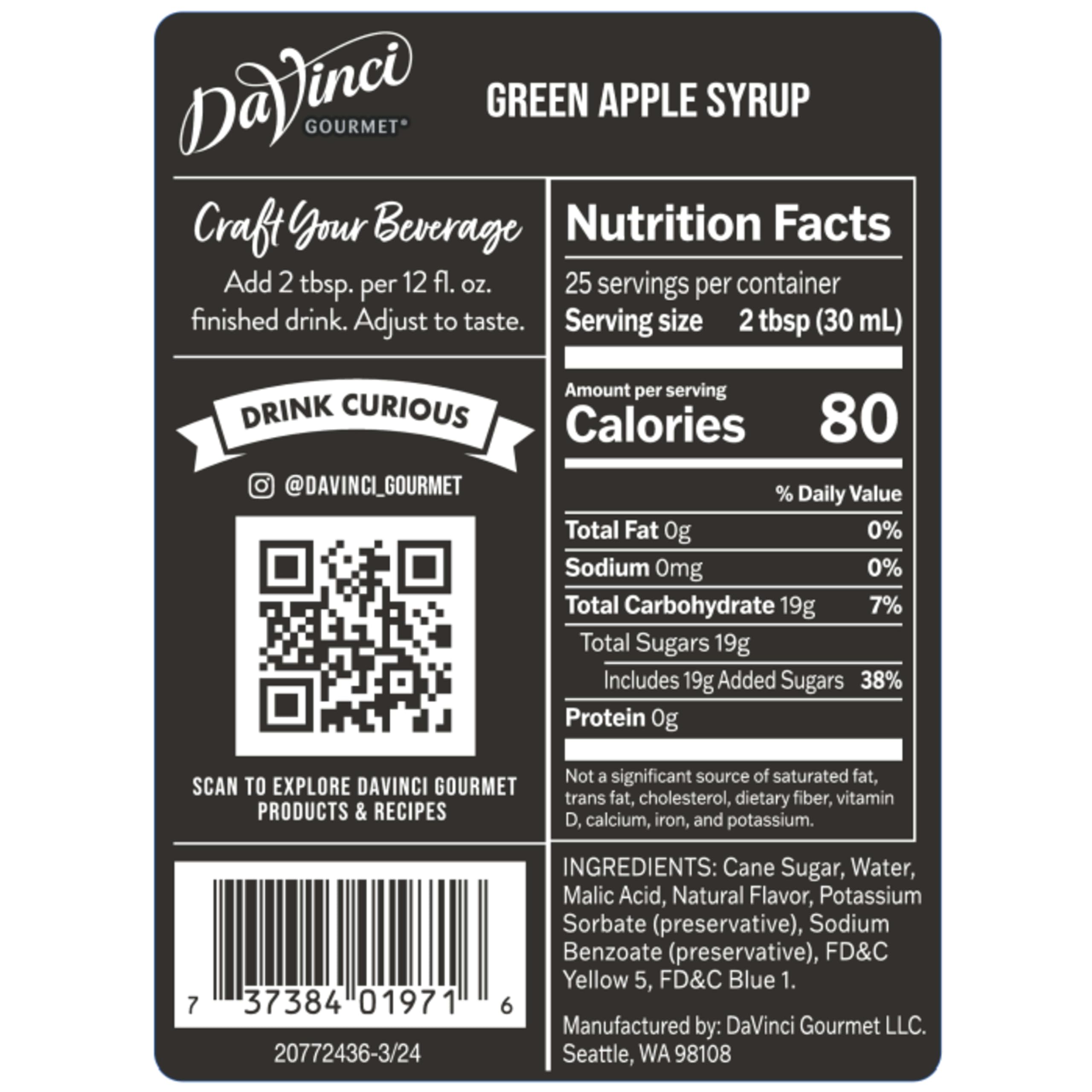 Pouring Green Apple Syrup adds bright tart sweetness to cocktails.