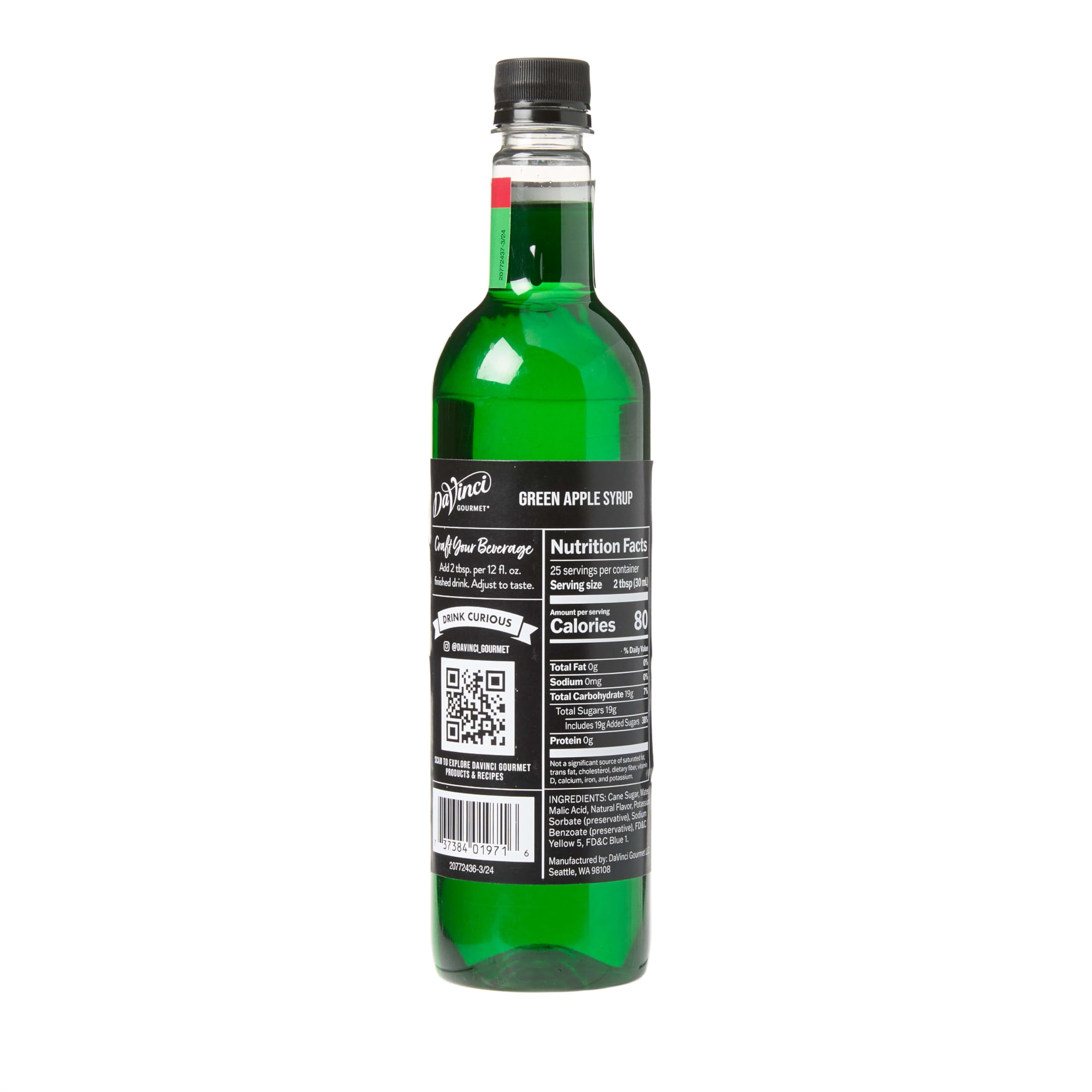 Retail shelf display with bold label and sustainable sourcing messaging.