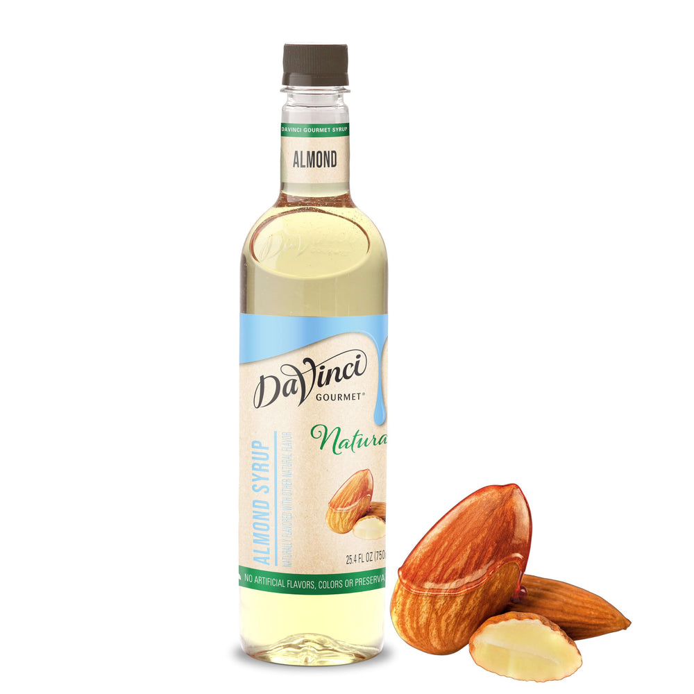 DaVinci Gourmet Naturals Almond Syrup bottle for premium coffee flavor