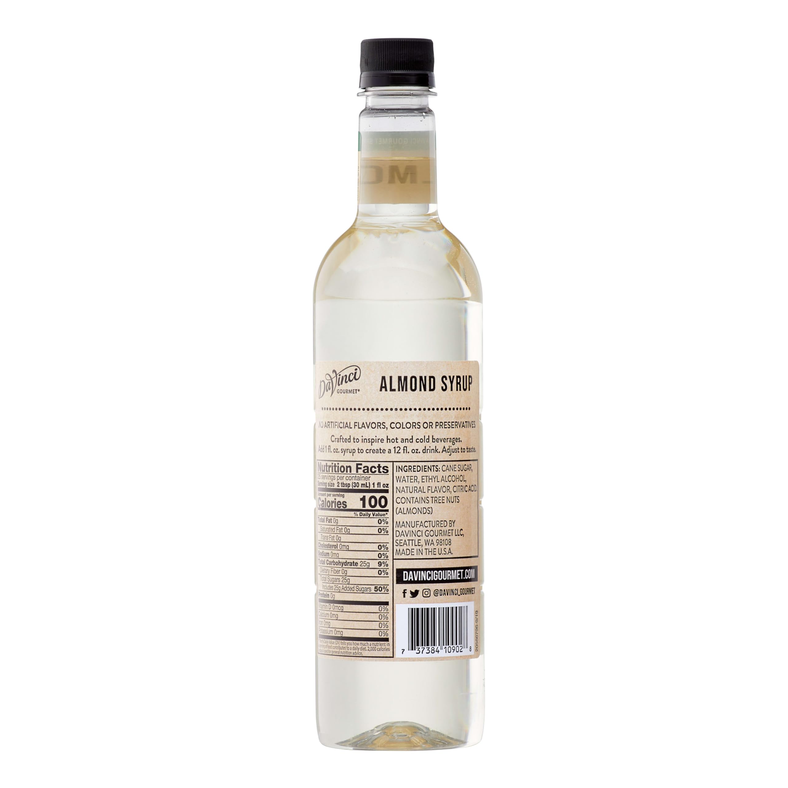 DaVinci Gourmet Naturals Almond Syrup pour enhances cocktails with a refined finish
