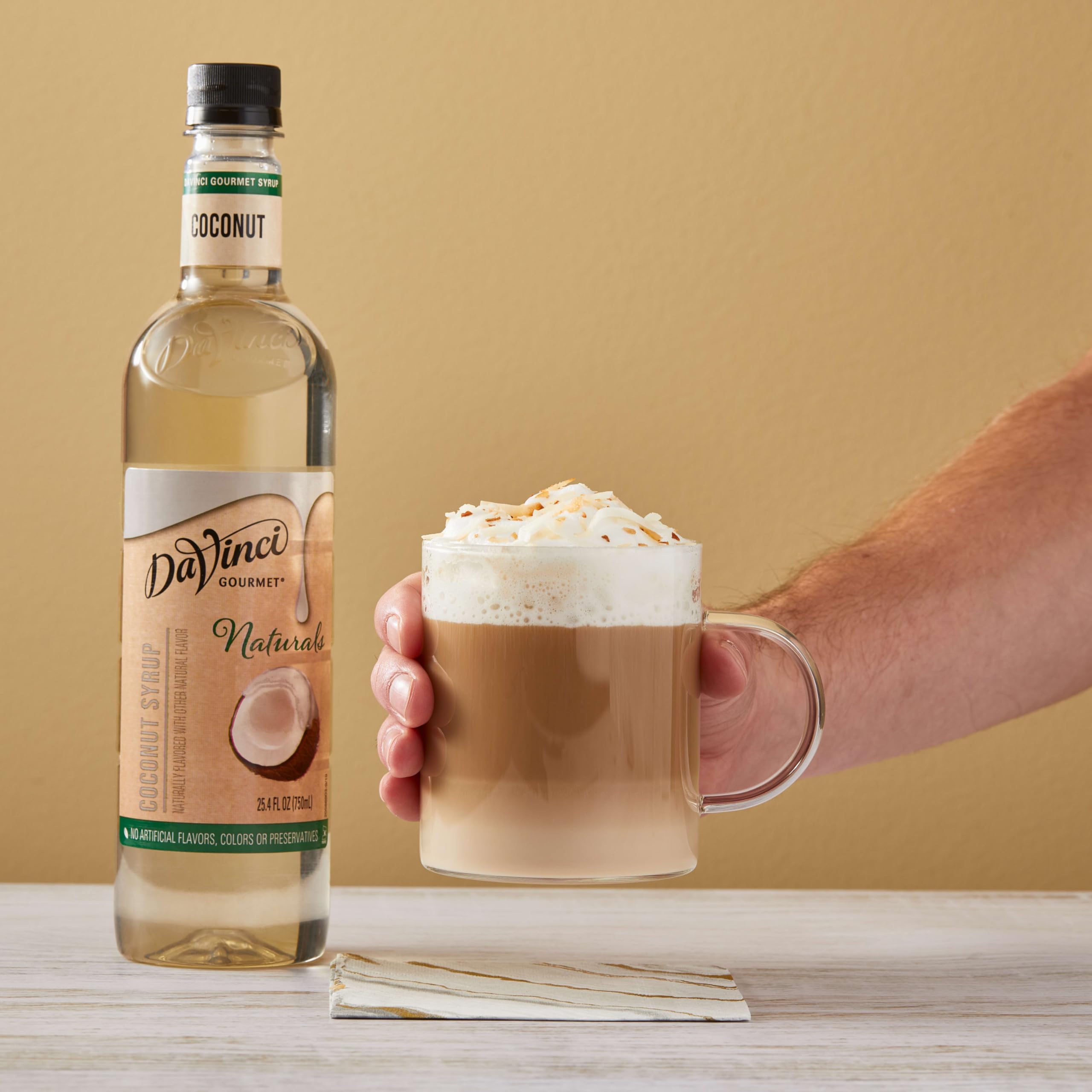 DaVinci Gourmet Naturals Coconut Syrup paired with pineapple drink for tropical notes