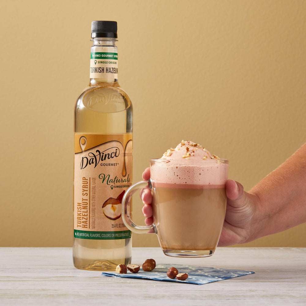 Dessert and beverages enhanced by DaVinci Naturals Turkish Hazelnut Syrup