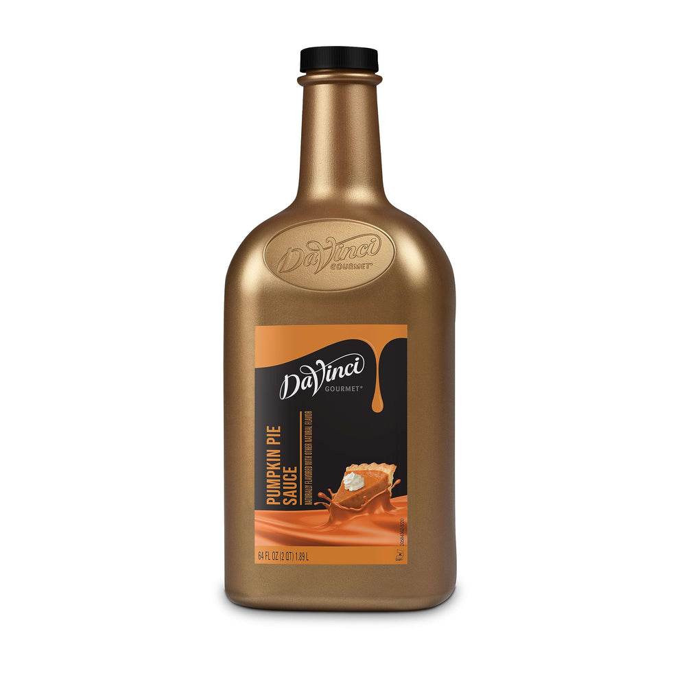 DaVinci Gourmet Pumpkin Pie Sauce bottle pour adds autumn flavor to beverages.