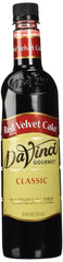 DaVinci Gourmet Red Velvet Cake Syrup bottle front view for cafe-quality flavoring