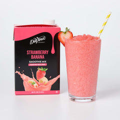 DaVinci Gourmet strawberry banana smoothie bottle showing real fruit flavor