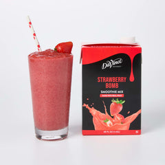 DaVinci Gourmet Strawberry Bomb Smoothie bottle ready to blend fresh fruit flavor.