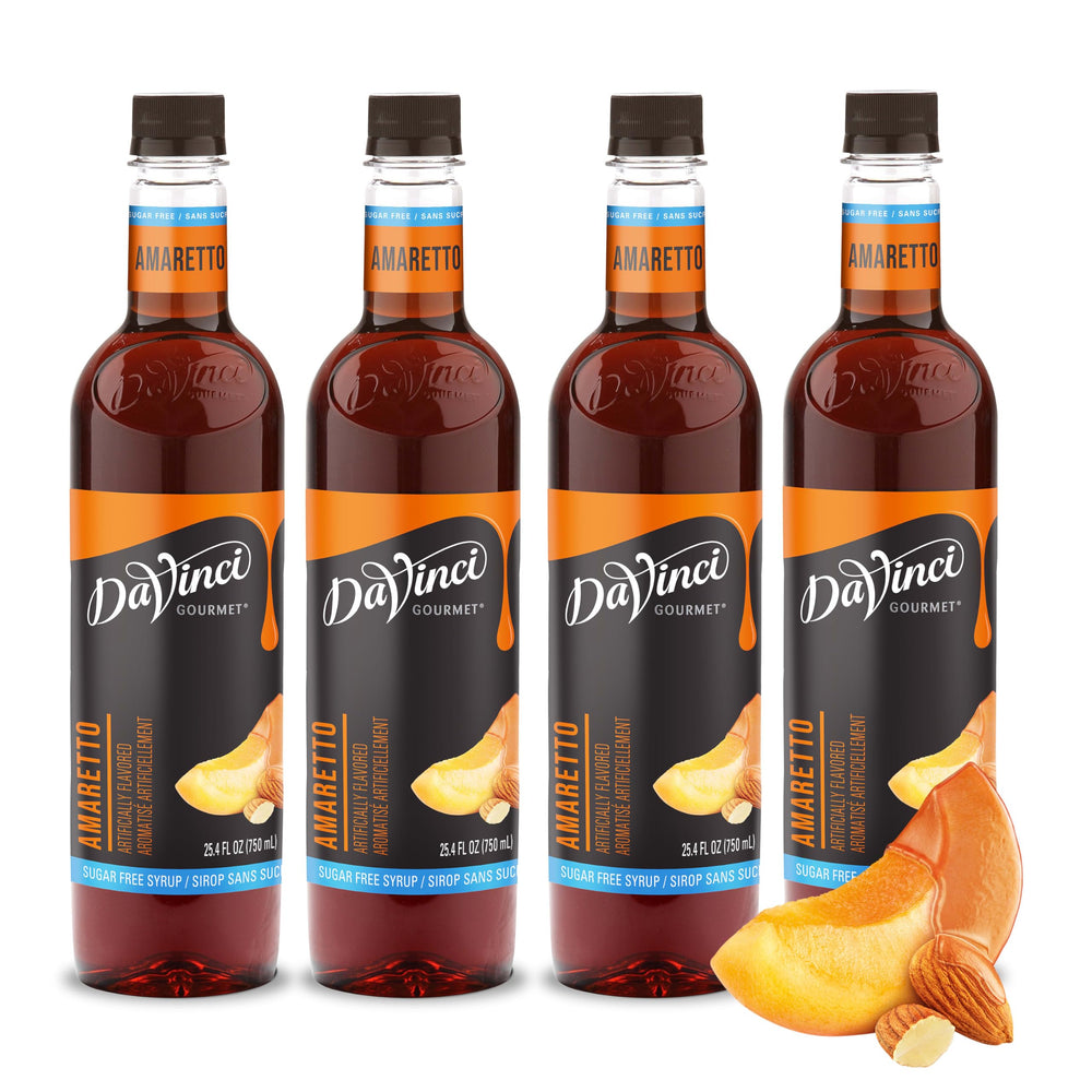 DaVinci Gourmet Sugar-Free Amaretto Syrup bottle for coffee and desserts