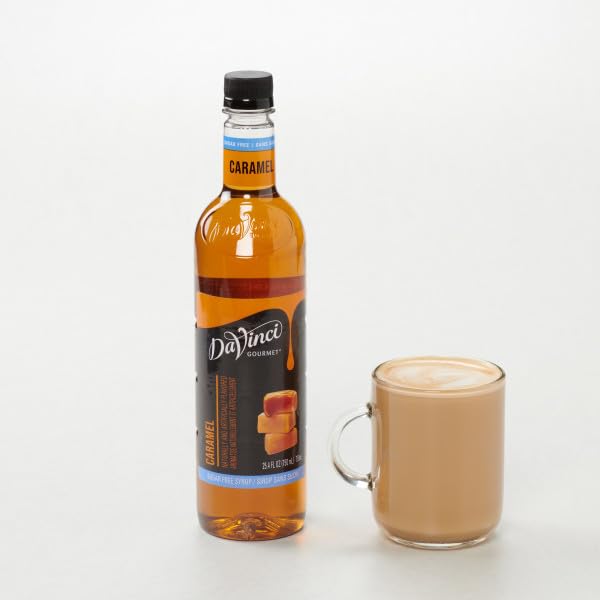 DaVinci Gourmet Sugar-Free Caramel Syrup with tea for a balanced caramel note.