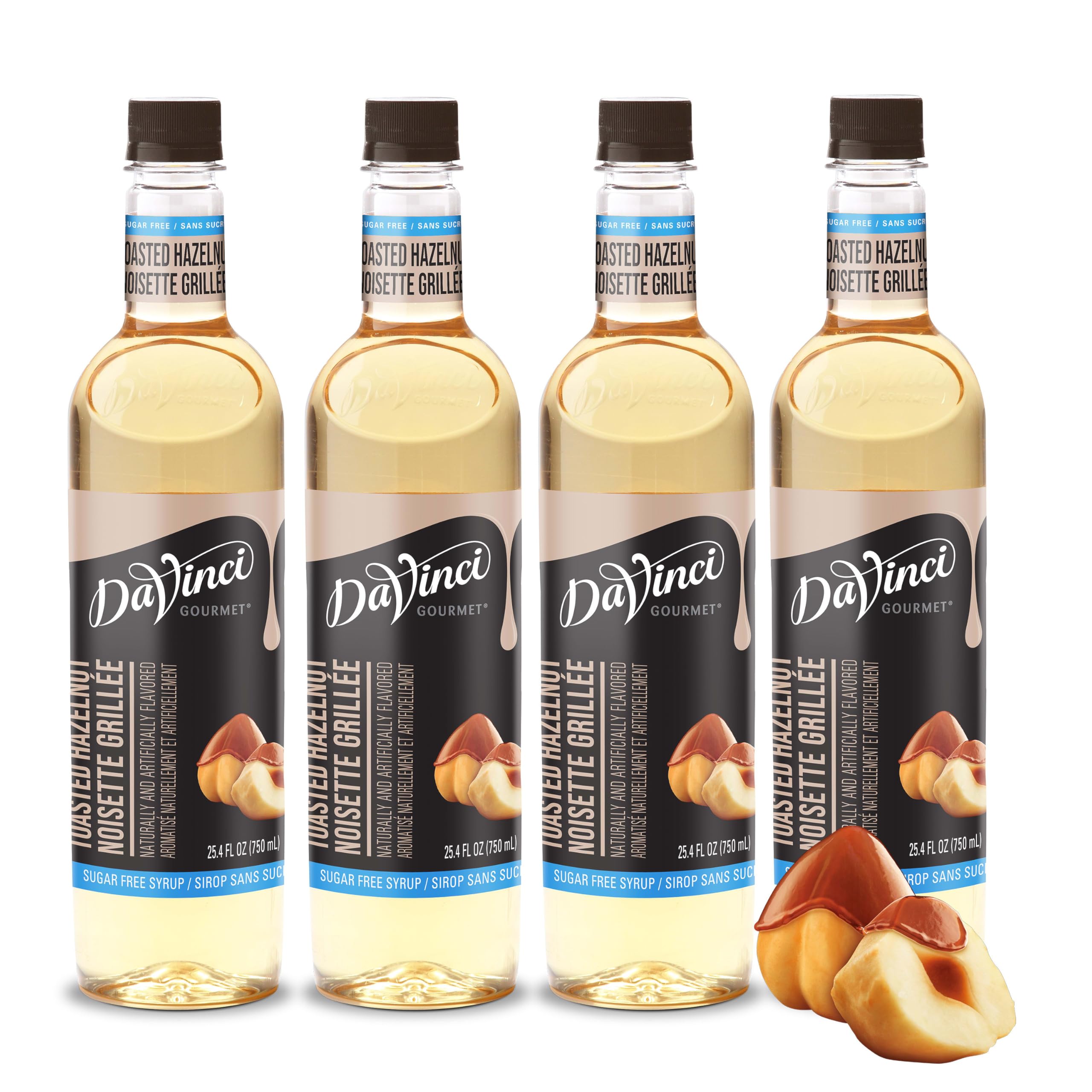 DaVinci Gourmet Sugar-Free Hazelnut Syrup bottle for sugar-free flavor in everyday coffee.