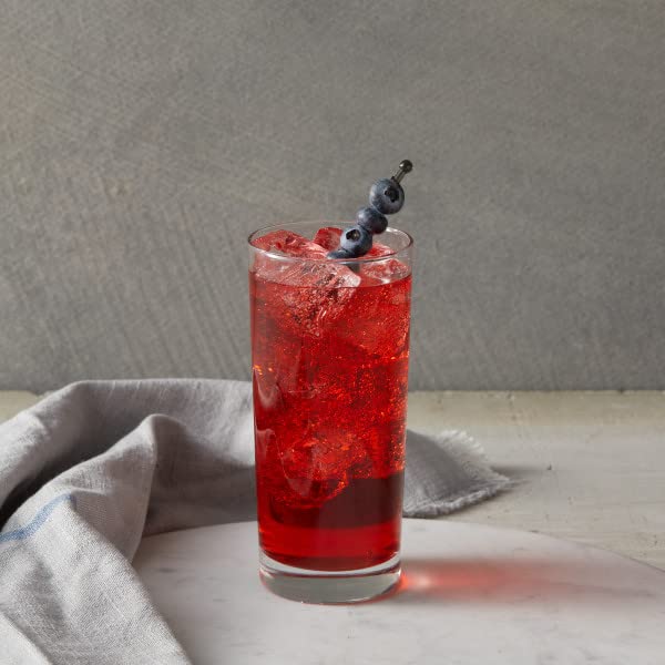 Cold glass with syrup swirl for sugar-free mocktails.