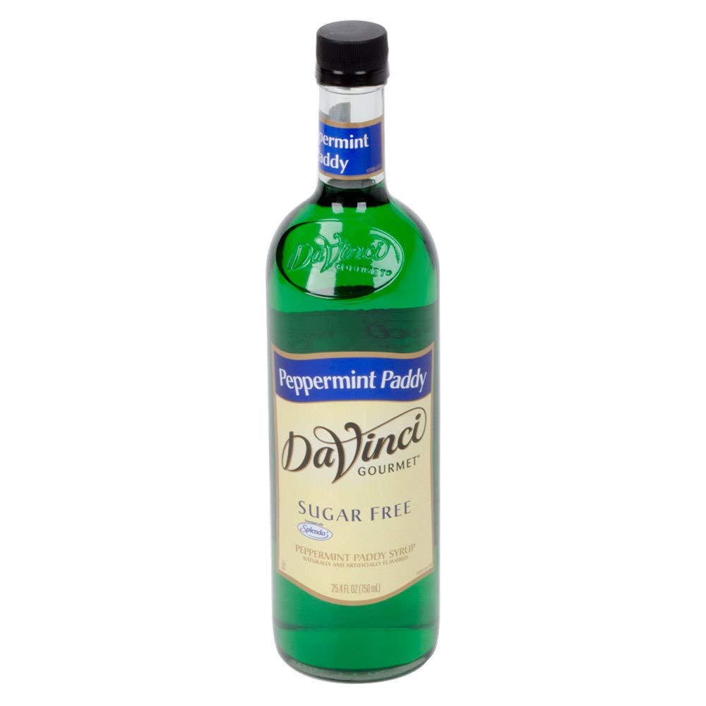 DaVinci Gourmet Sugar Free Peppermint Paddy with coffee cup and steam.