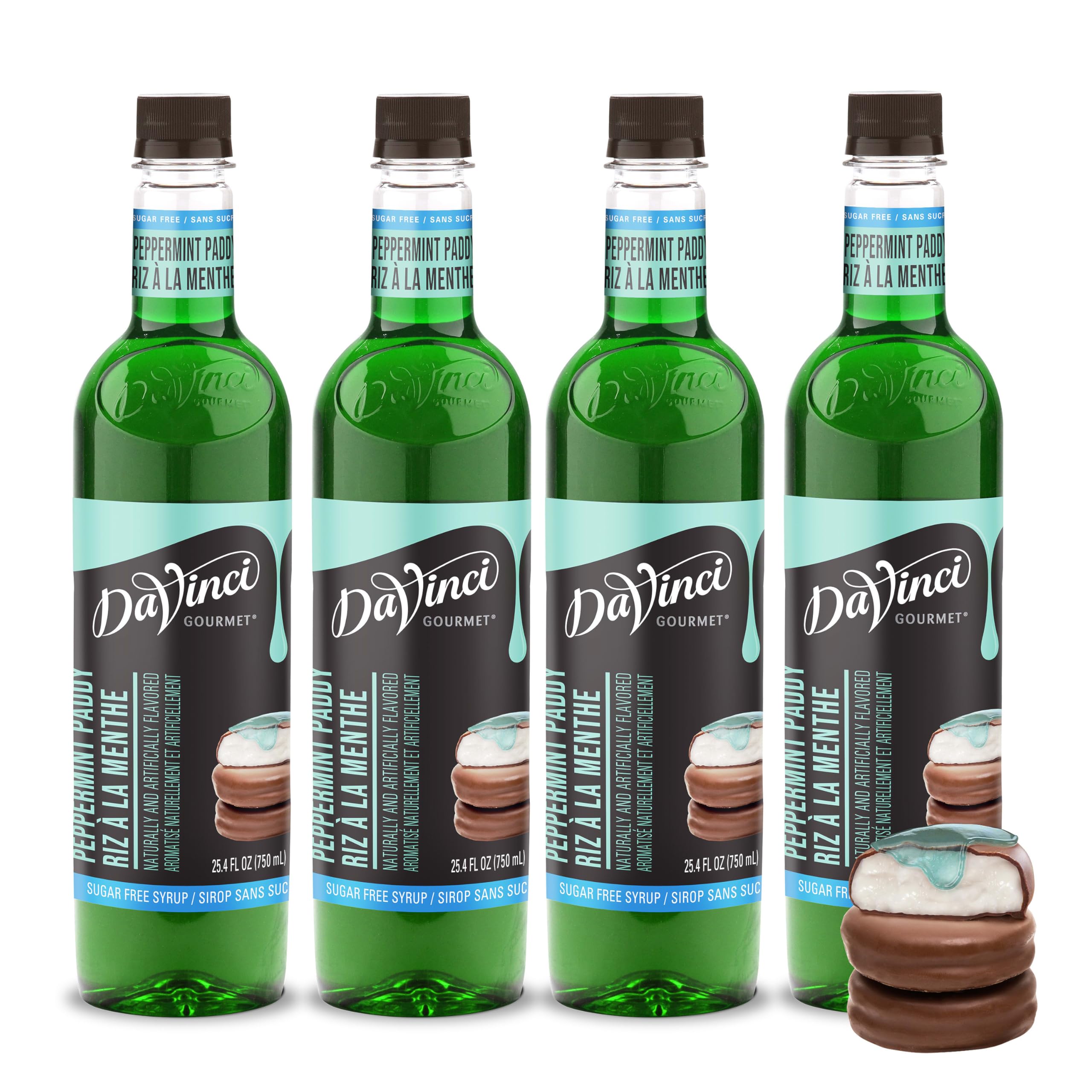 DaVinci Gourmet Sugar-Free Peppermint Paddy syrup bottle front for sugar-free flavor.