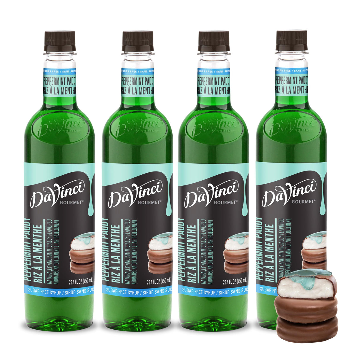 DaVinci Gourmet Sugar-Free Peppermint Paddy syrup bottle front for sugar-free flavor.