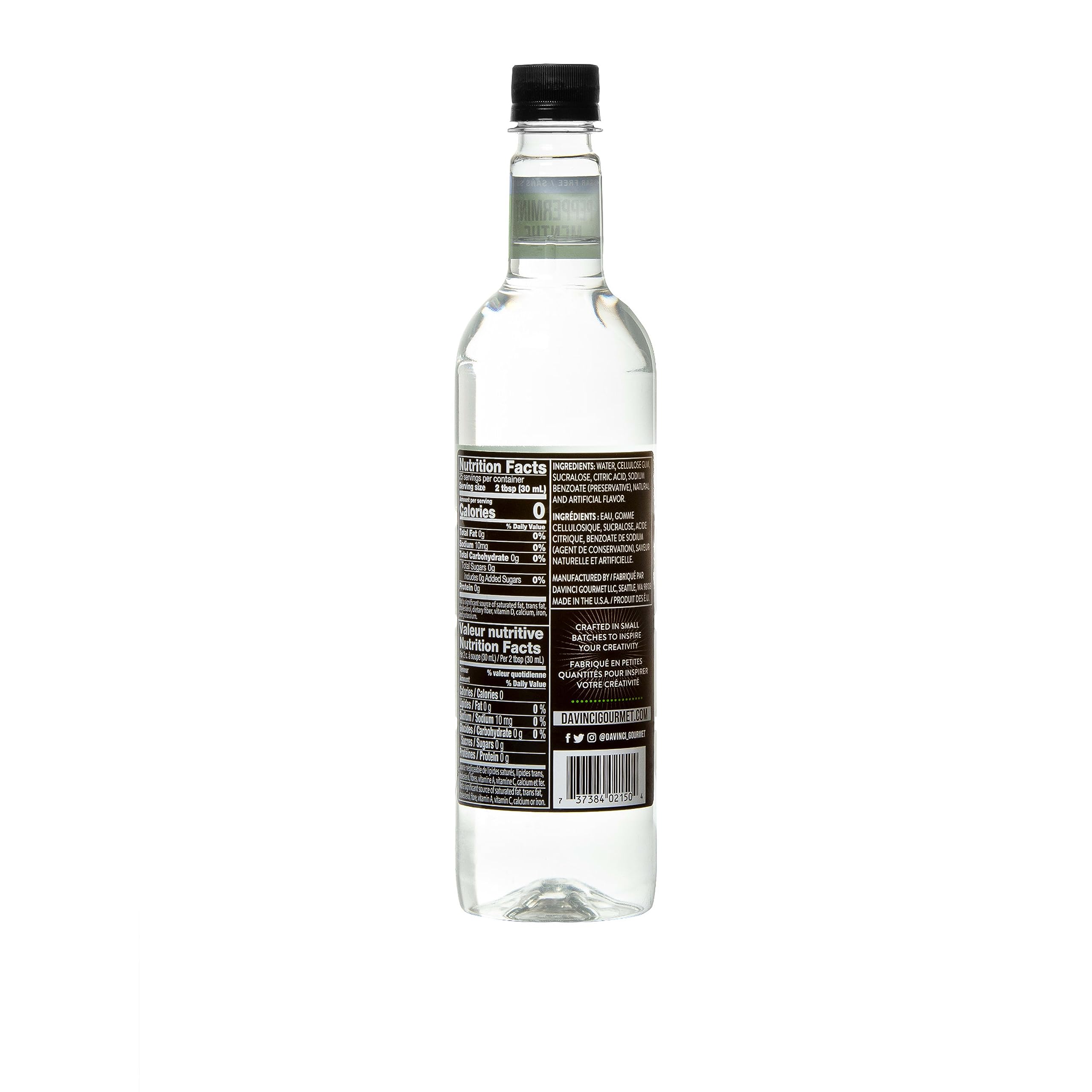 DaVinci Gourmet Sugar-Free Peppermint Syrup being poured into a glass