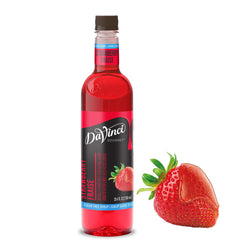 DaVinci Gourmet Sugar-Free Strawberry Syrup bottle, ideal for sugar-free drinks and desserts.