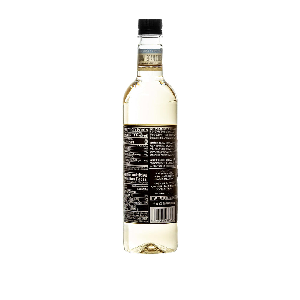 DaVinci Gourmet Sugar-Free Toasted Marshmallow syrup pour enriches beverages with marshmallow aroma.