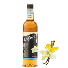 DaVinci Gourmet Sugar Free Vanilla Syrup bottle showing vanilla flavor for coffee